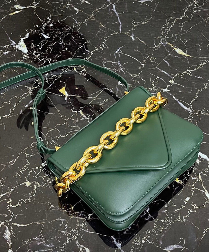 Bottega Veneta Small Mount Leather Envelope Bag Green